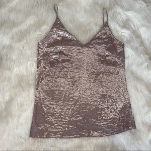 Gray/silver shiny cami top in V neck